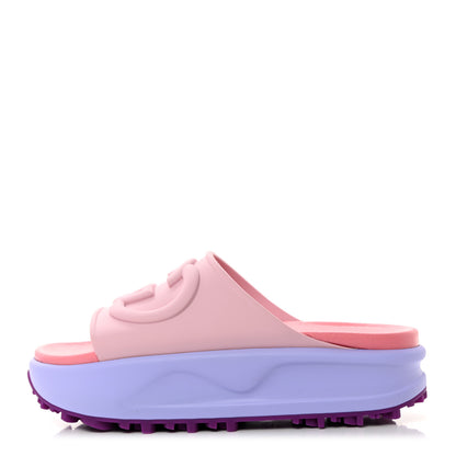 Gucci Soft Rubber Womens Interlocking G Platform 42mm Slide Sandals 38 Sugar Pink 1 of 10