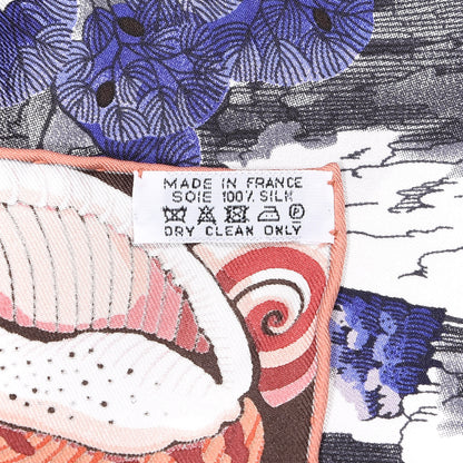 Hermes Silk Sieste Au Paradis Scarf 90 Rouge H Bleu Nuit Corail 4 of 4