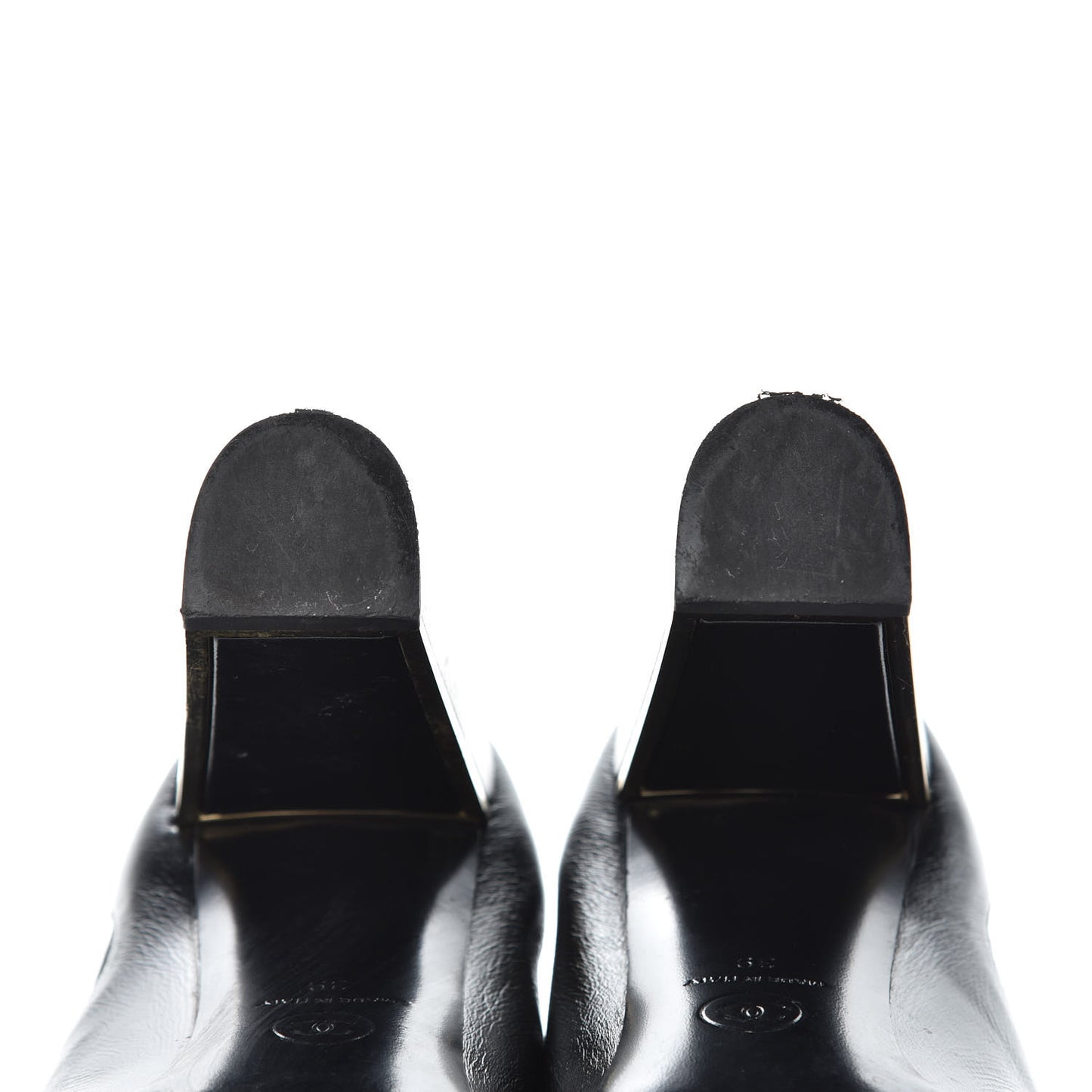 Crinkled Calfskin Cap Toe CC Short Ankle Boots 39 Black