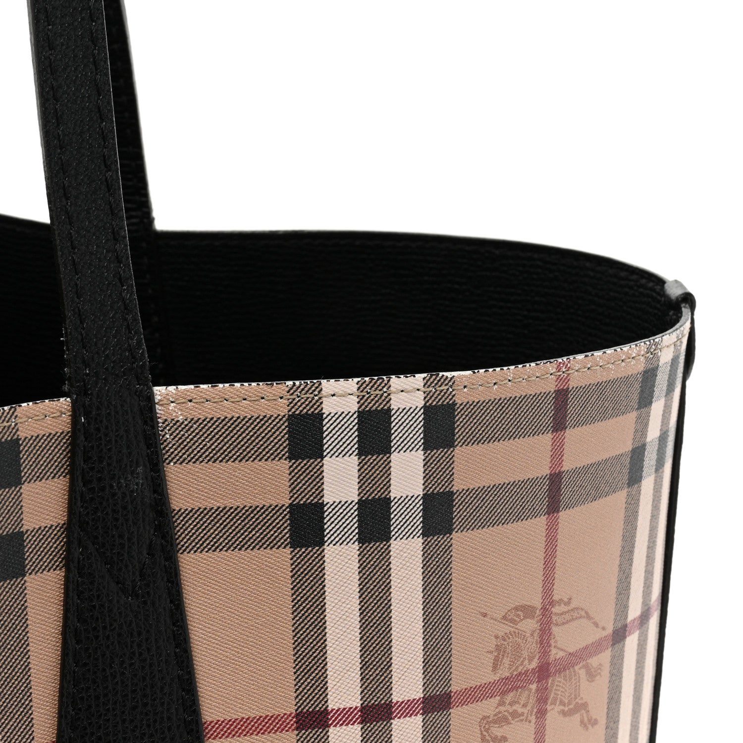 Burberry Grainy Calfskin Haymarket Check Medium Reversible Tote Black 19 of 21