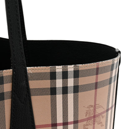 Burberry Grainy Calfskin Haymarket Check Medium Reversible Tote Black 19 of 21