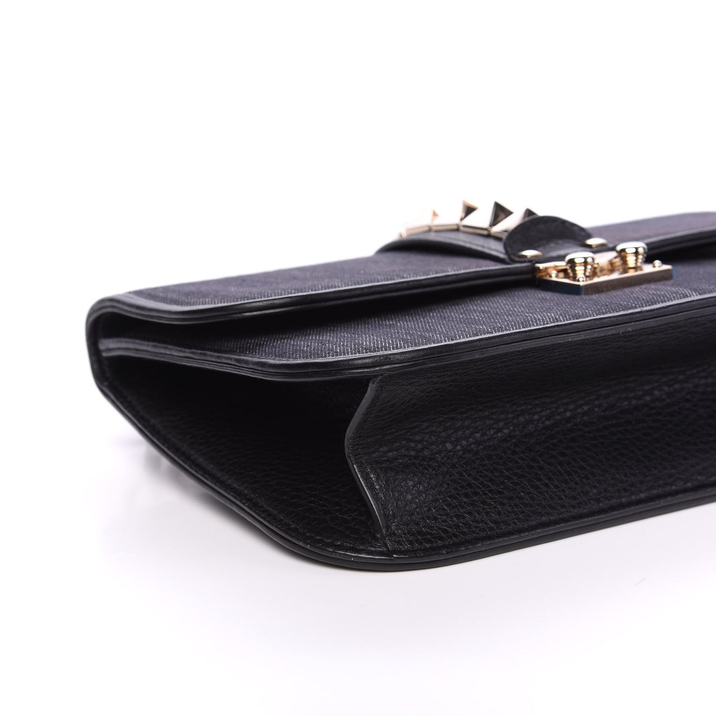 Denim Medium Glam Lock Rockstud Flap Deep Denim