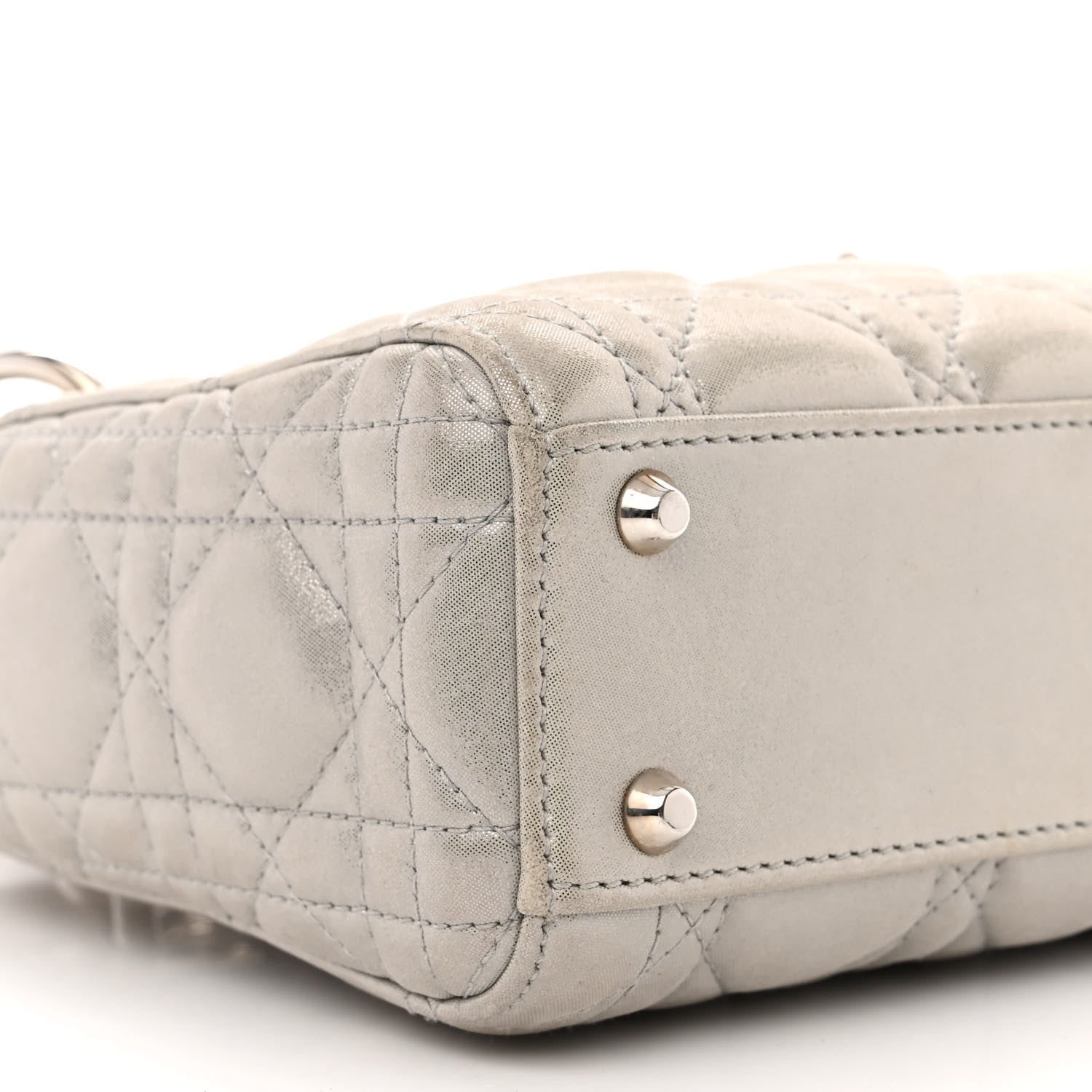 Christian Dior Metallic Lambskin Cannage Mini Lady Dior Silver 9 of 13