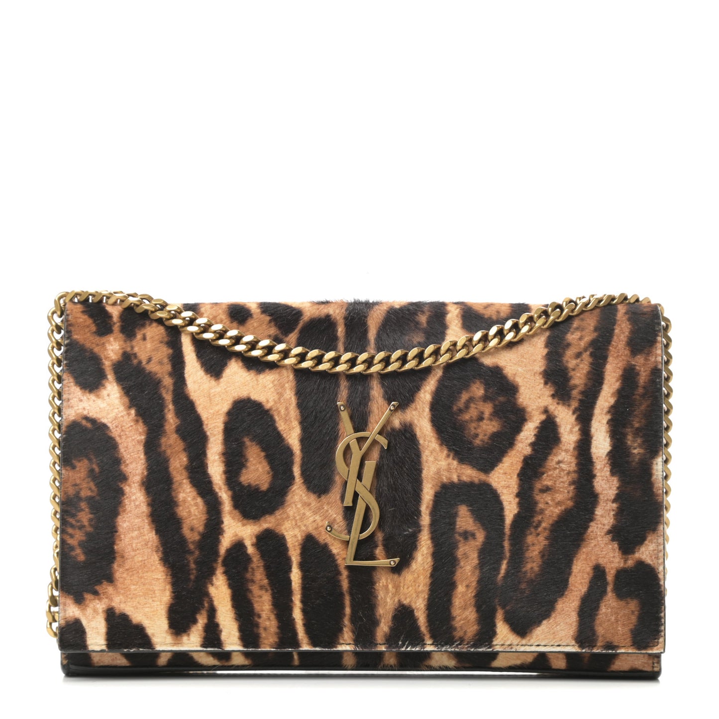 Calf Hair Monogram Chain Wallet Leopard