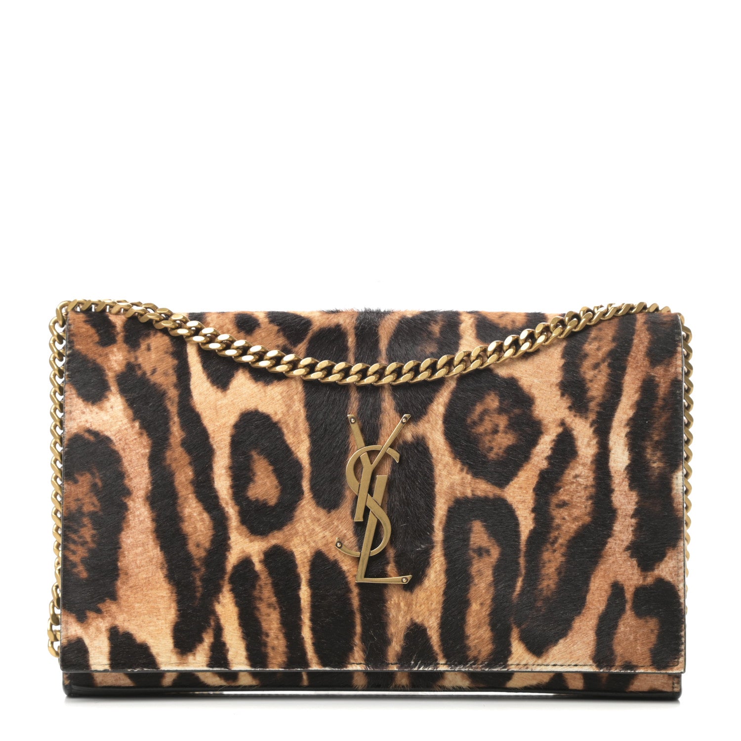 Saint Laurent Calf Hair Monogram Chain Wallet Leopard 1 of 13