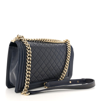 Chanel Lambskin Quilted New Medium Boy Flap Dark Navy Blue 3 of 16
