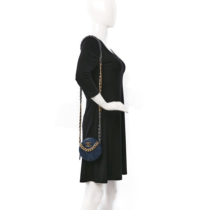 Chanel Denim Quilted Chanel 19 Round Clutch With Chain Blue 2 of 9