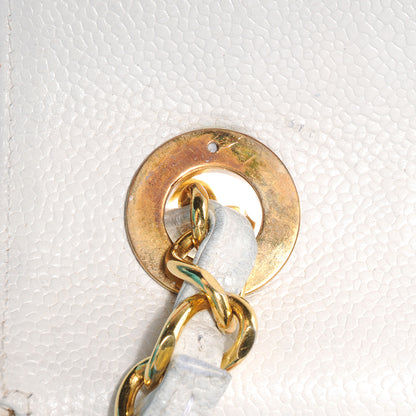 Chanel Caviar Chevron Jumbo Flap White 10 of 10