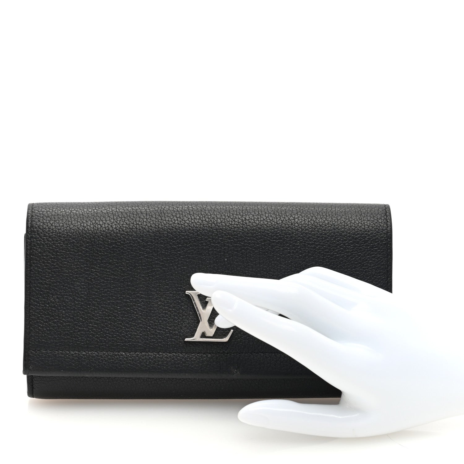 Louis Vuitton Calfskin Lockme II Wallet Black 2 of 9