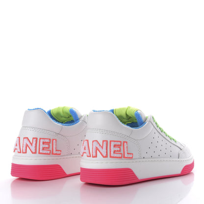 Chanel Calfskin Womens Logo Sneakers 36.5 Pink Multicolor 4 of 9