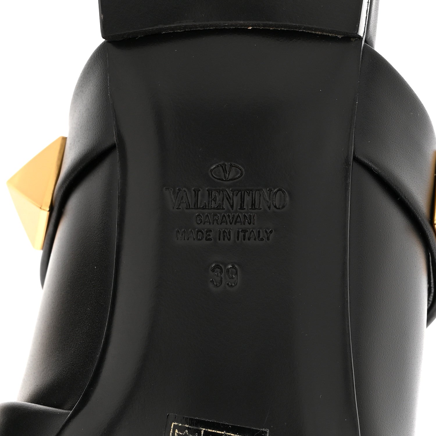 Valentino Garavani Calfskin Roman Stud Flat Mules 39 Black 6 of 12