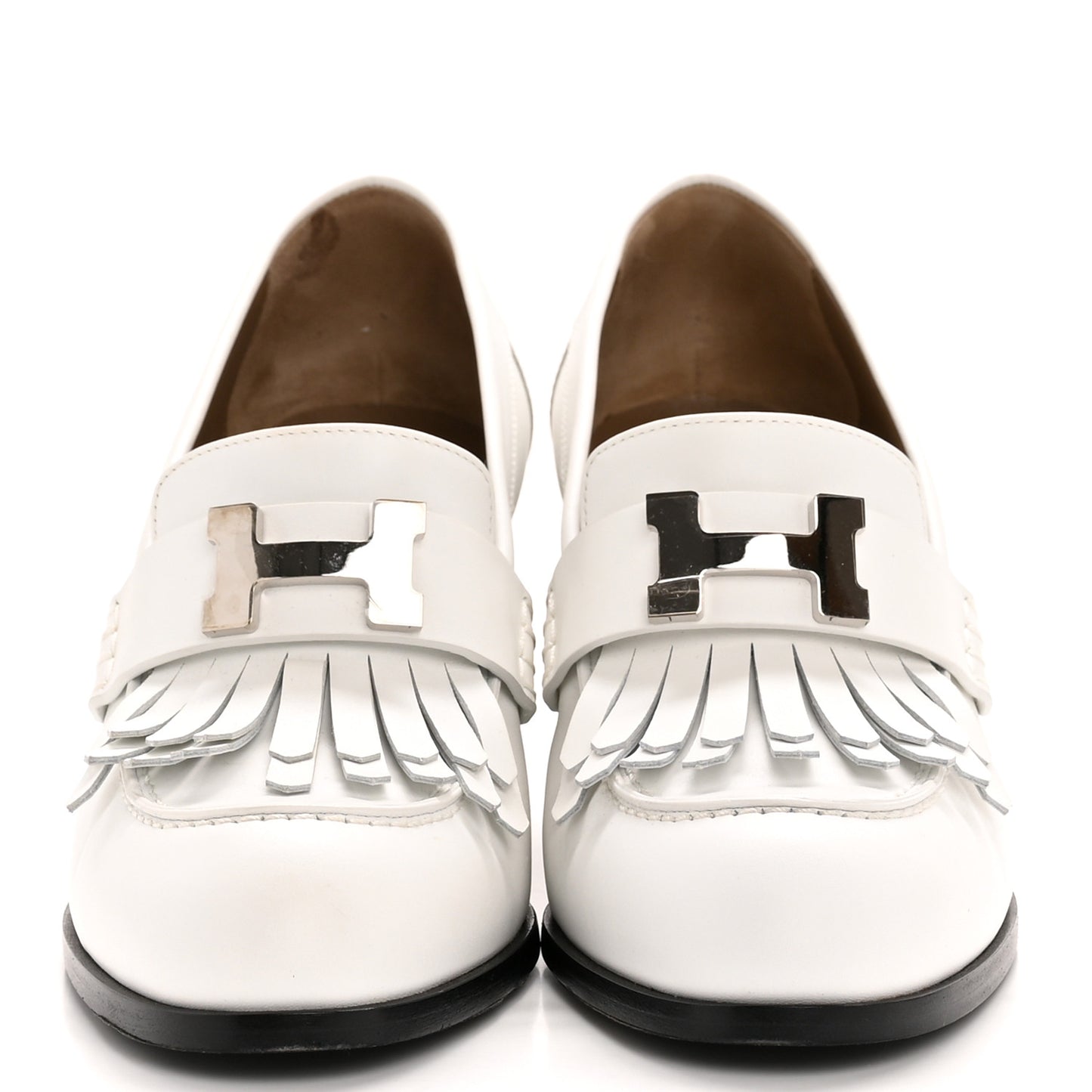 Calfskin Womens Elysee 70 Moccasin Loafer Pumps 38 White
