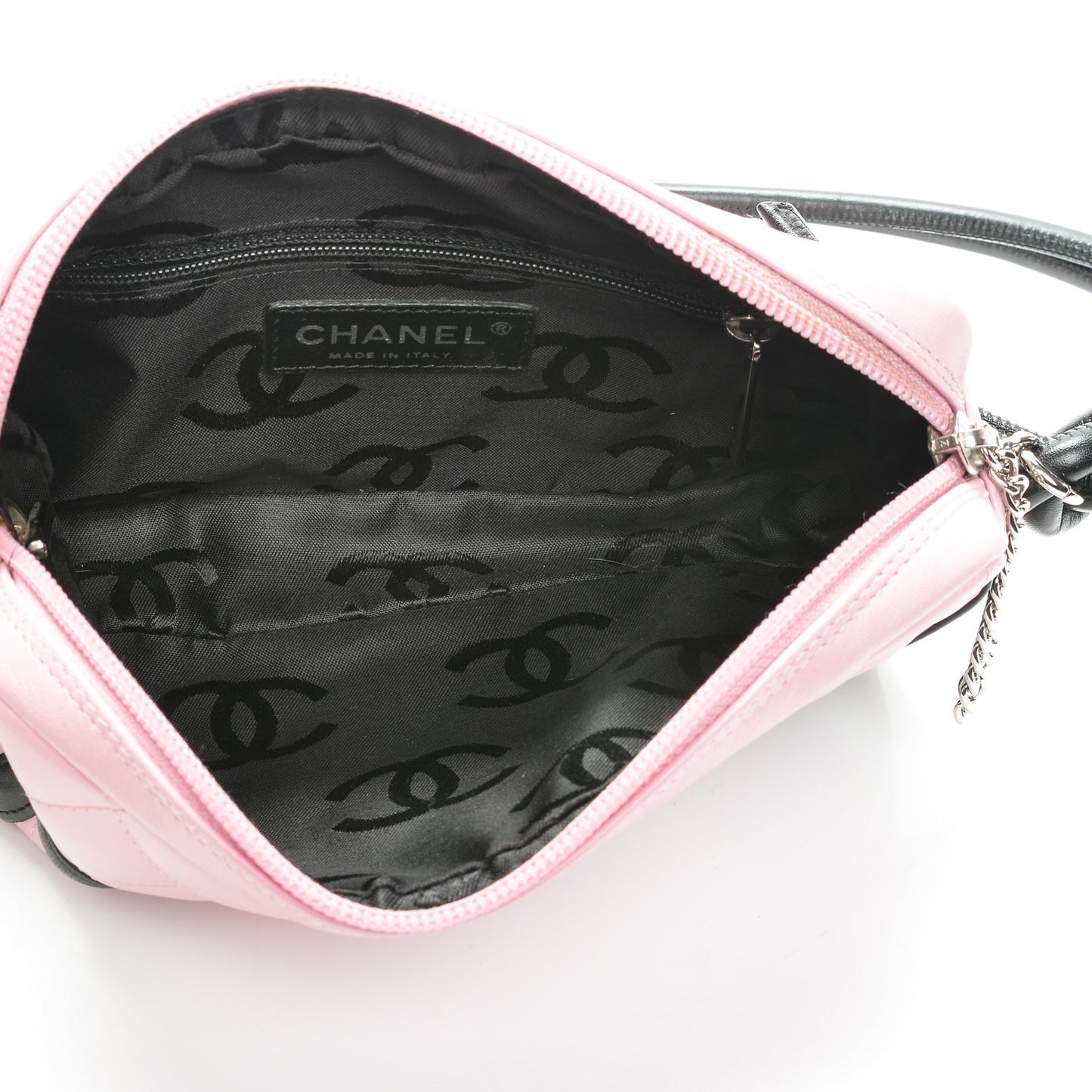 Calfskin Quilted Cambon Pochette Pink Black