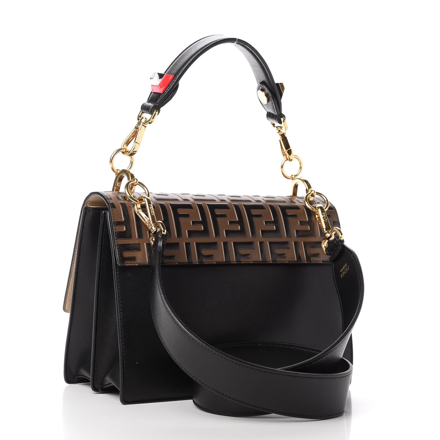 Vitello Liberty Bi-Color FF 1974 Embossed Kan I Shoulder Bag Black Maya