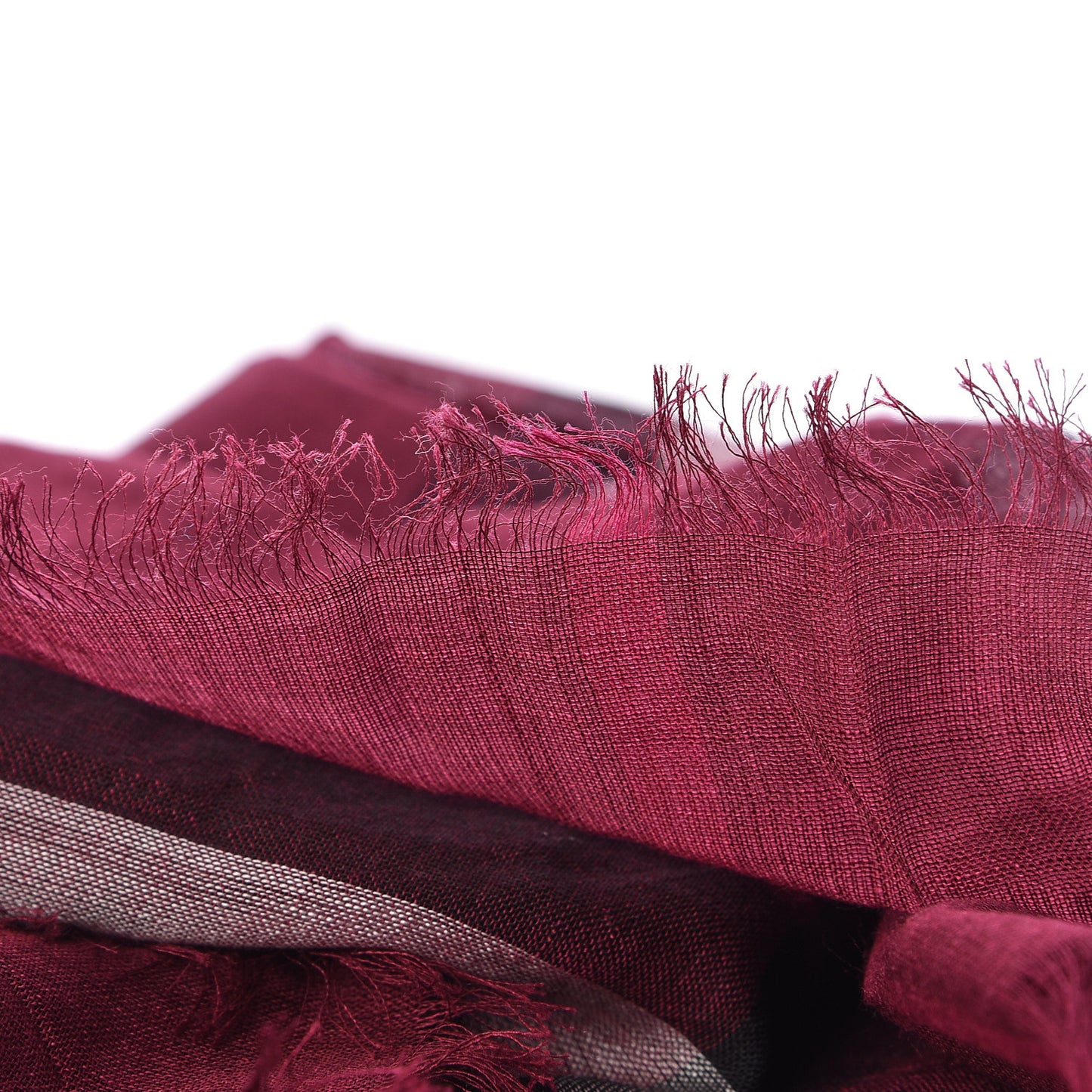 Wool Silk Gauze Giant Check Scarf Claret