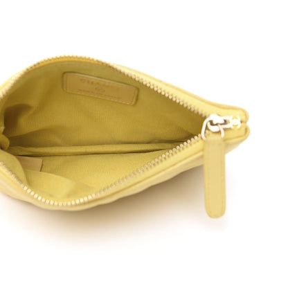 Chanel Lambskin Quilted Small Cosmetic Case Yellow 5 of 8