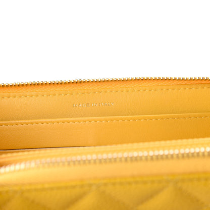 Chanel Caviar Quilted Large Gusset Zip Around Wallet Yellow 9 of 12