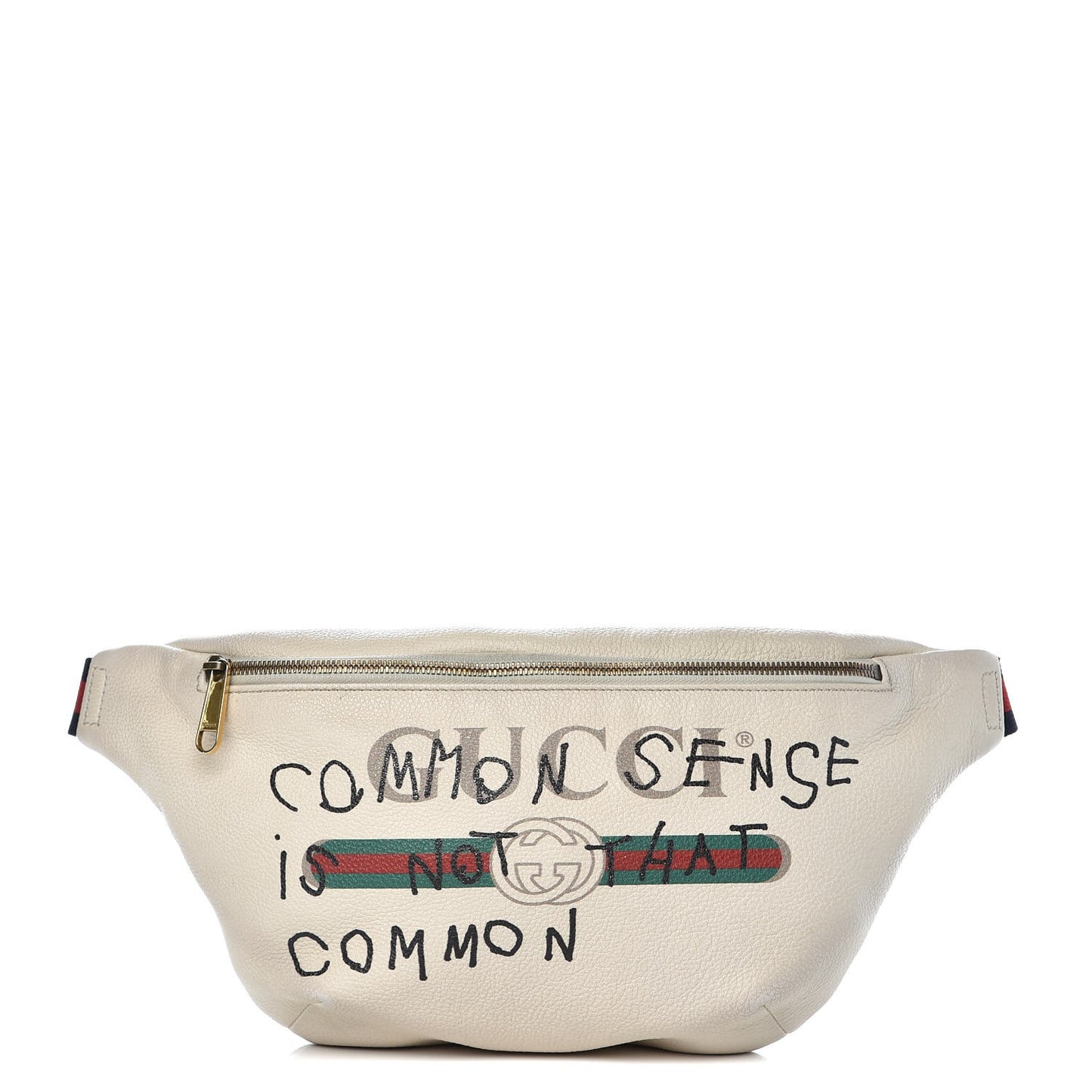 Grained Calfskin Coco Capitan Logo Belt Bag White