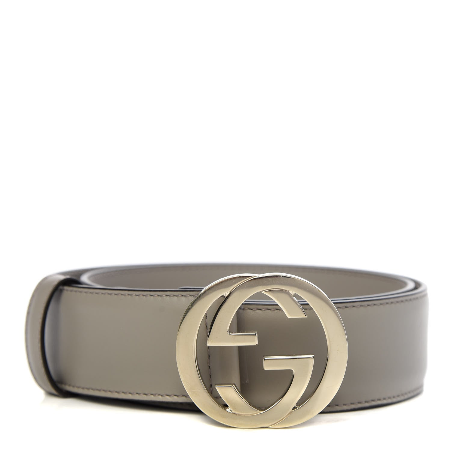 Gucci Moon Calfskin Interlocking G 37mm Belt 75 30 Storm Grey 1 of 4