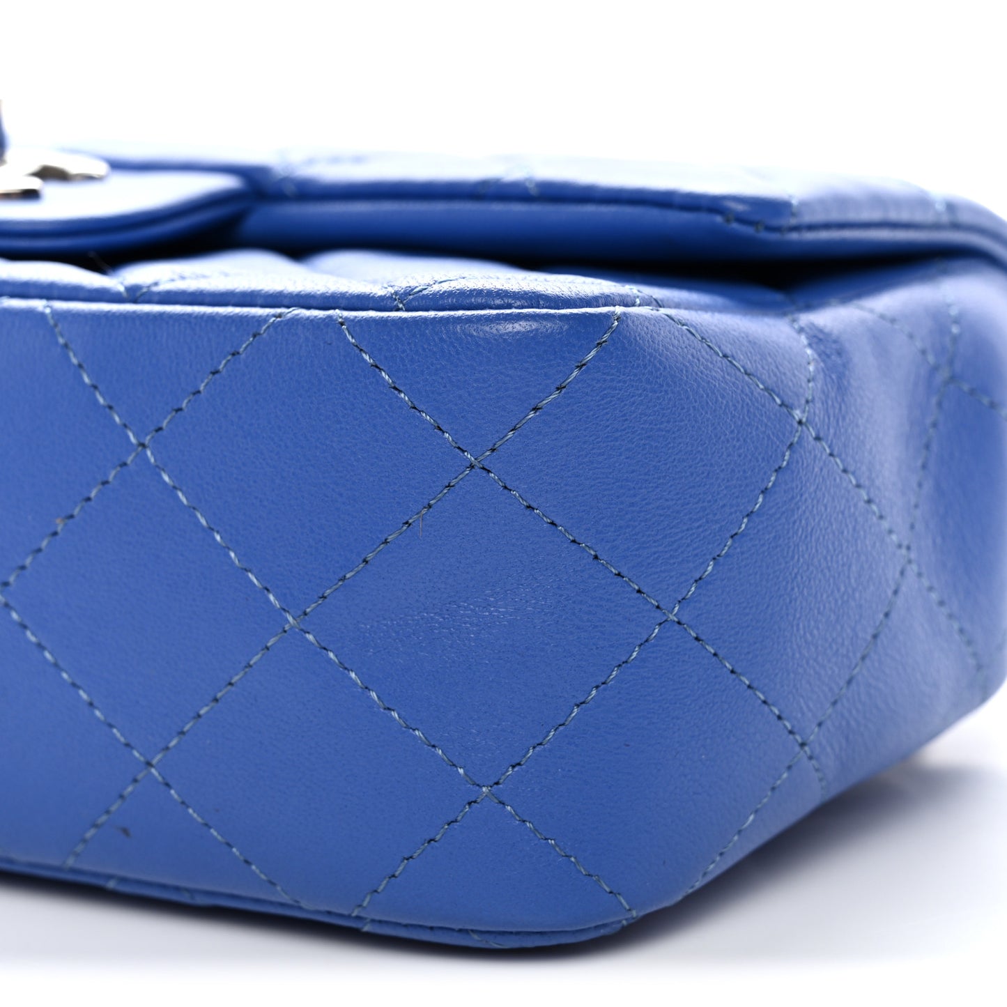 Lambskin Quilted Mini Rectangular Flap Blue