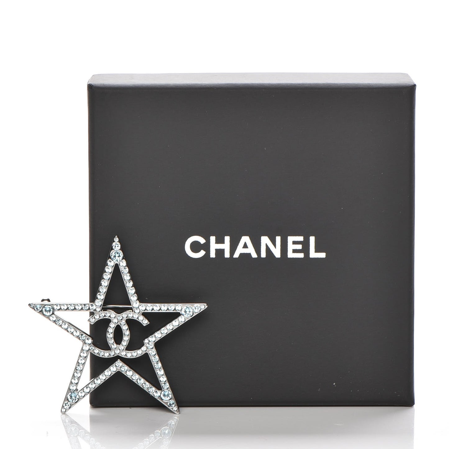 Ruthenium Crystal Star CC Brooch Blue