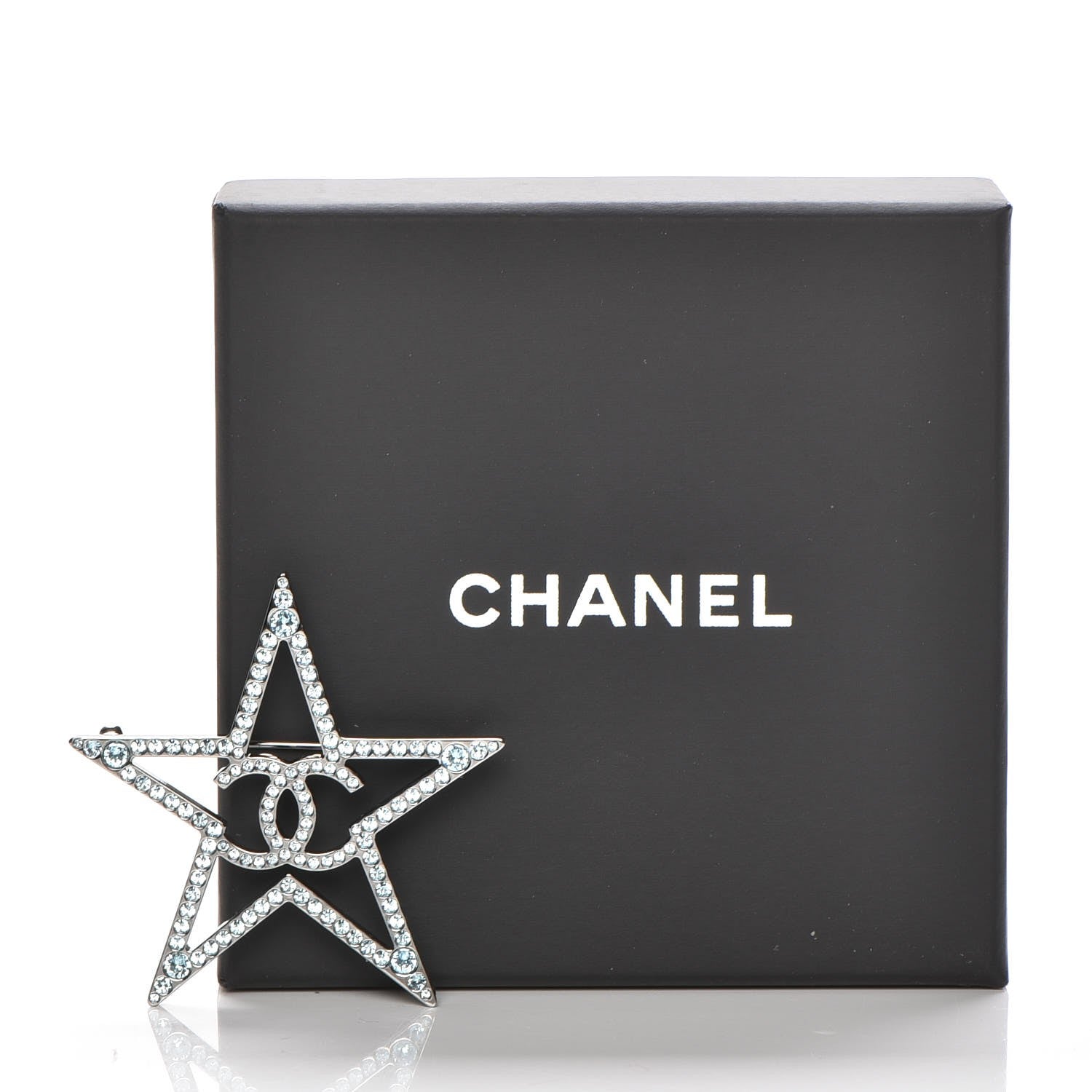 Chanel Ruthenium Crystal Star CC Brooch Blue 4 of 5