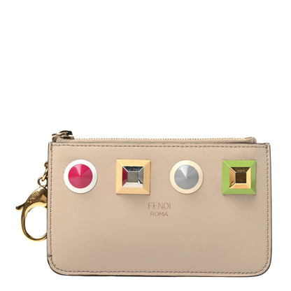 Fendi Vitello Liberty Studded Large Key Case Pouch Sand Multicolor 1 of 3