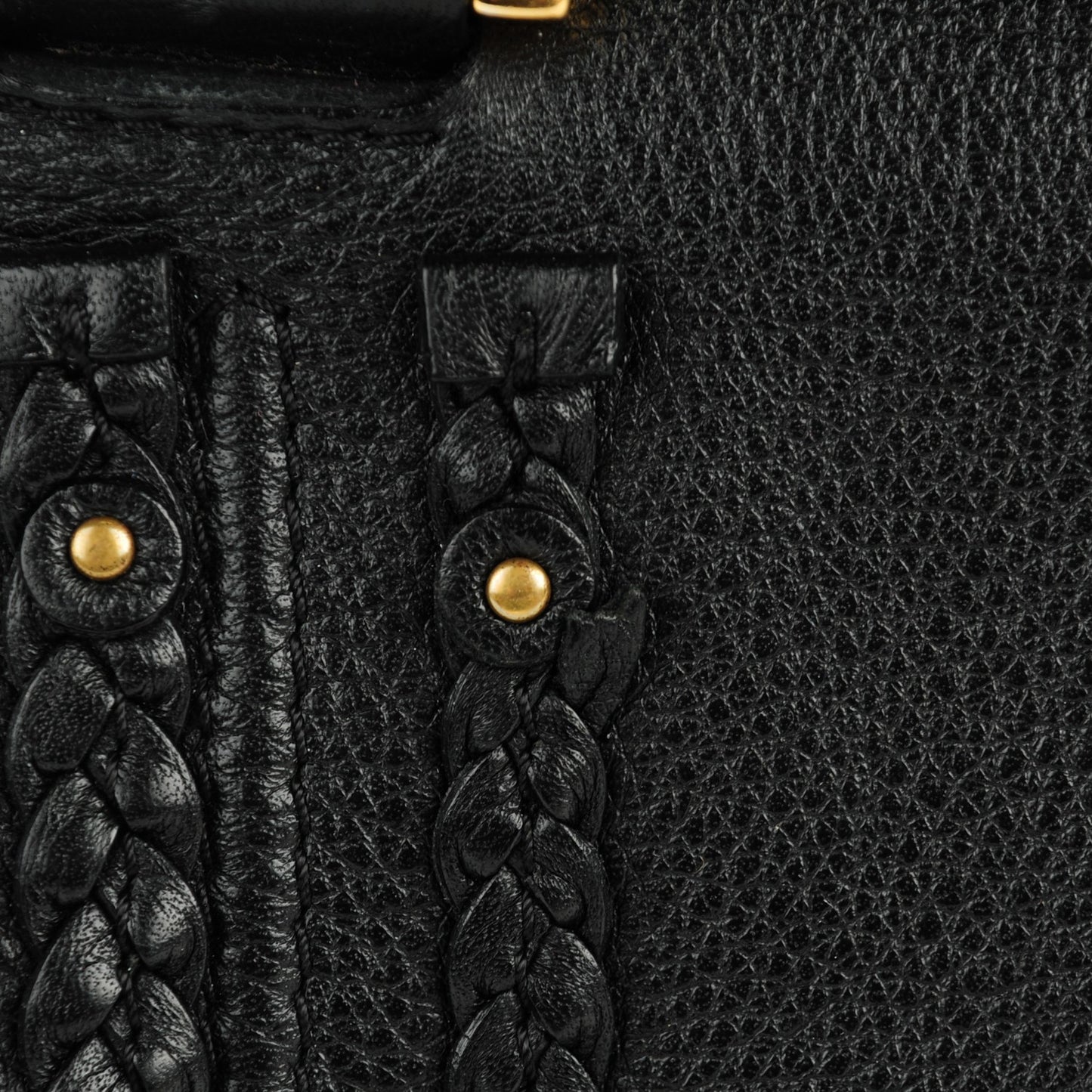 Calfskin Braided Large Marcie Satchel Black