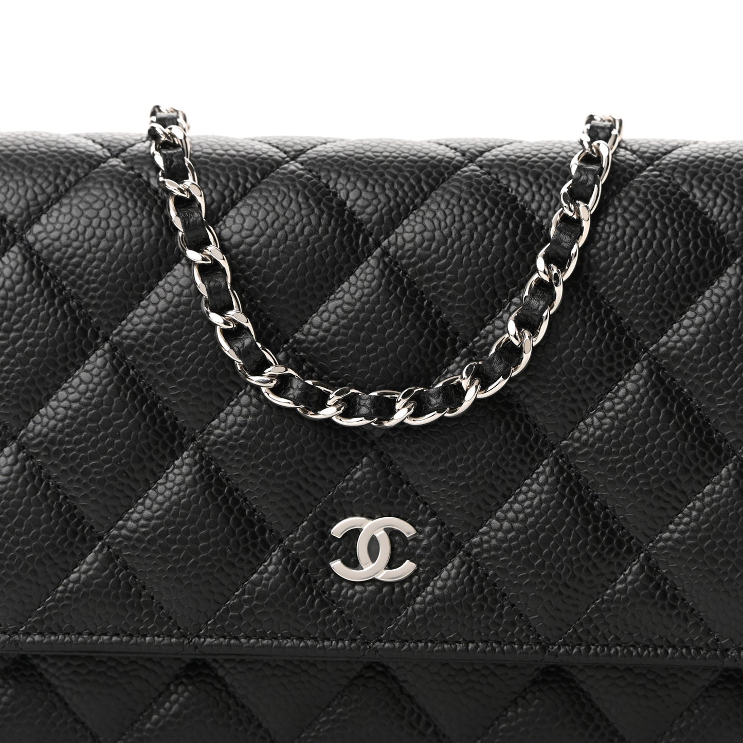 Caviar Quilted Wallet On Chain WOC Black