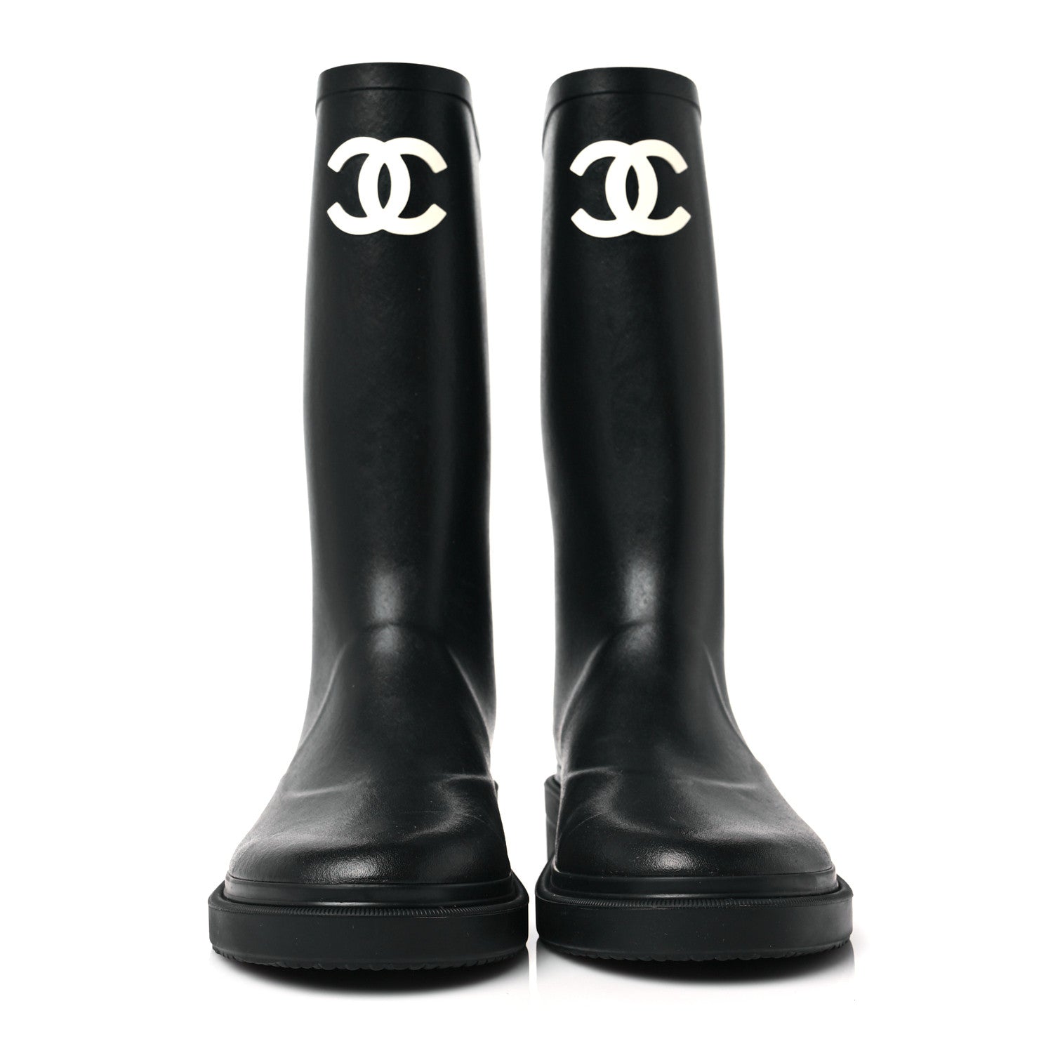 Chanel Caoutchouk CC High Boots 37 Black 2 of 7