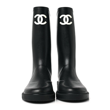 Chanel Caoutchouk CC High Boots 37 Black 2 of 7