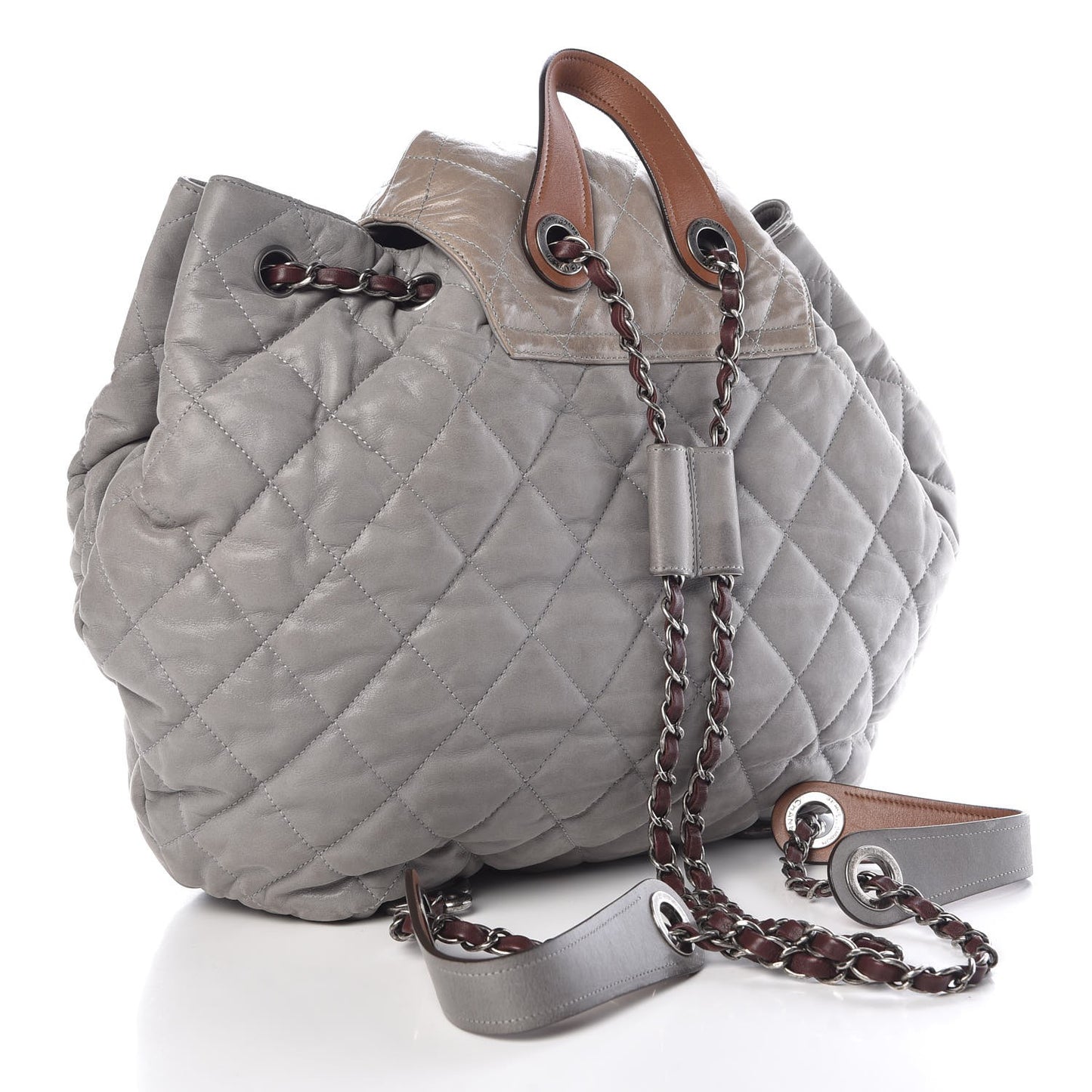 Iridescent Calfskin Quilted In The Mix Backpack Grey