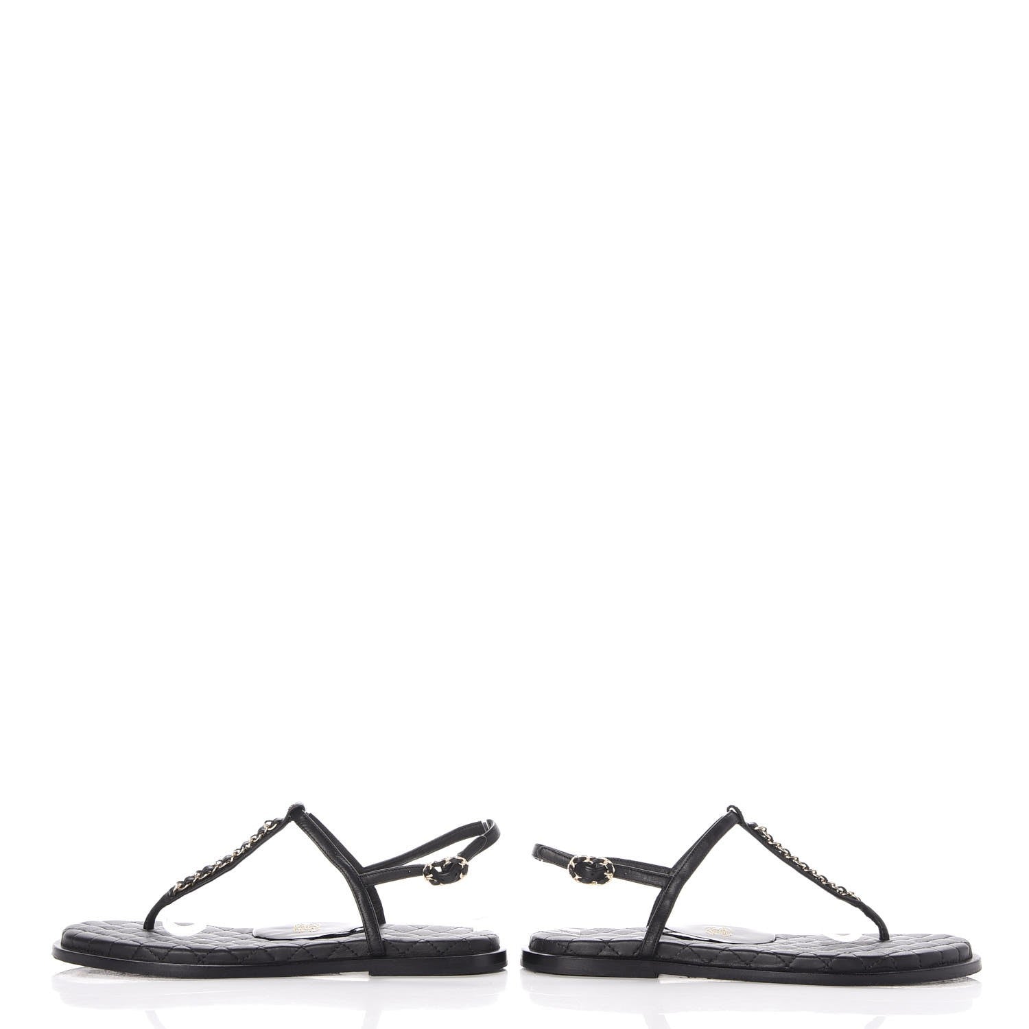 Chanel Lambskin CC Chain Thong Sandals 39 Black 5 of 9