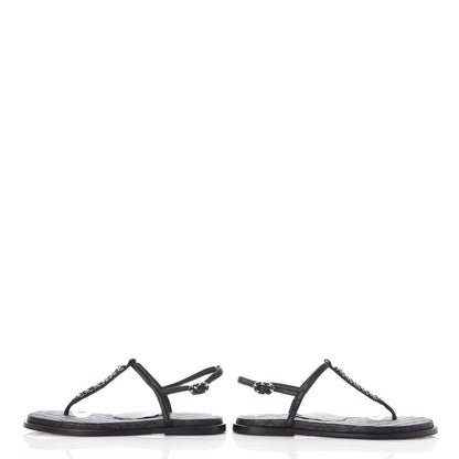 Chanel Lambskin CC Chain Thong Sandals 39 Black 5 of 9