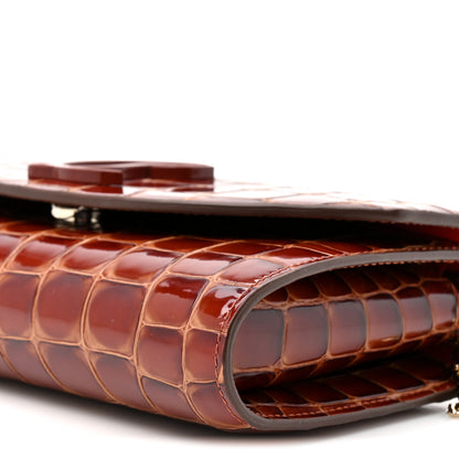 Christian Louboutin Calfskin Embossed Crocodile Loubi54 Crossbody Clutch Acajou 10 of 11