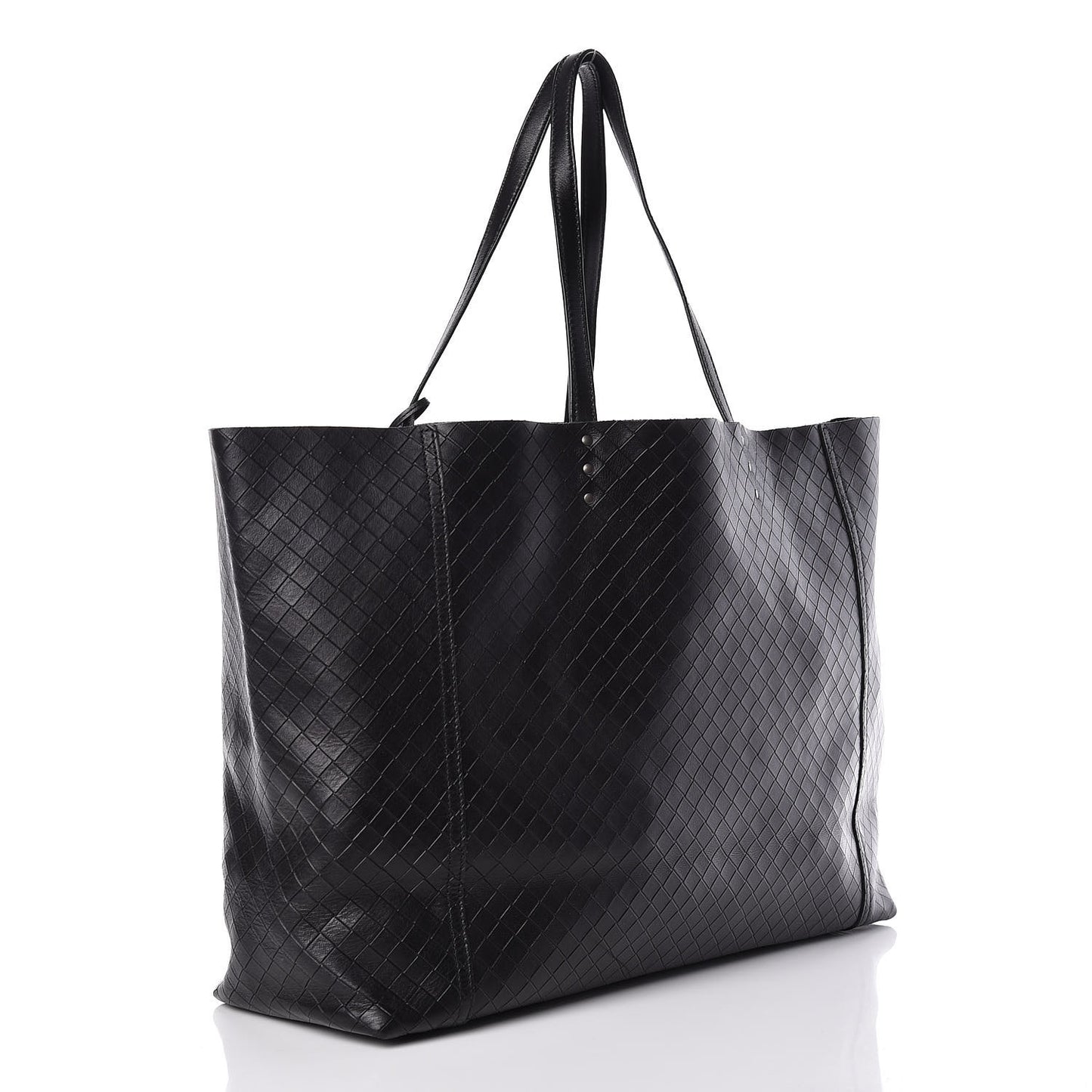 Calfskin Intrecciomirage Large Tote Black