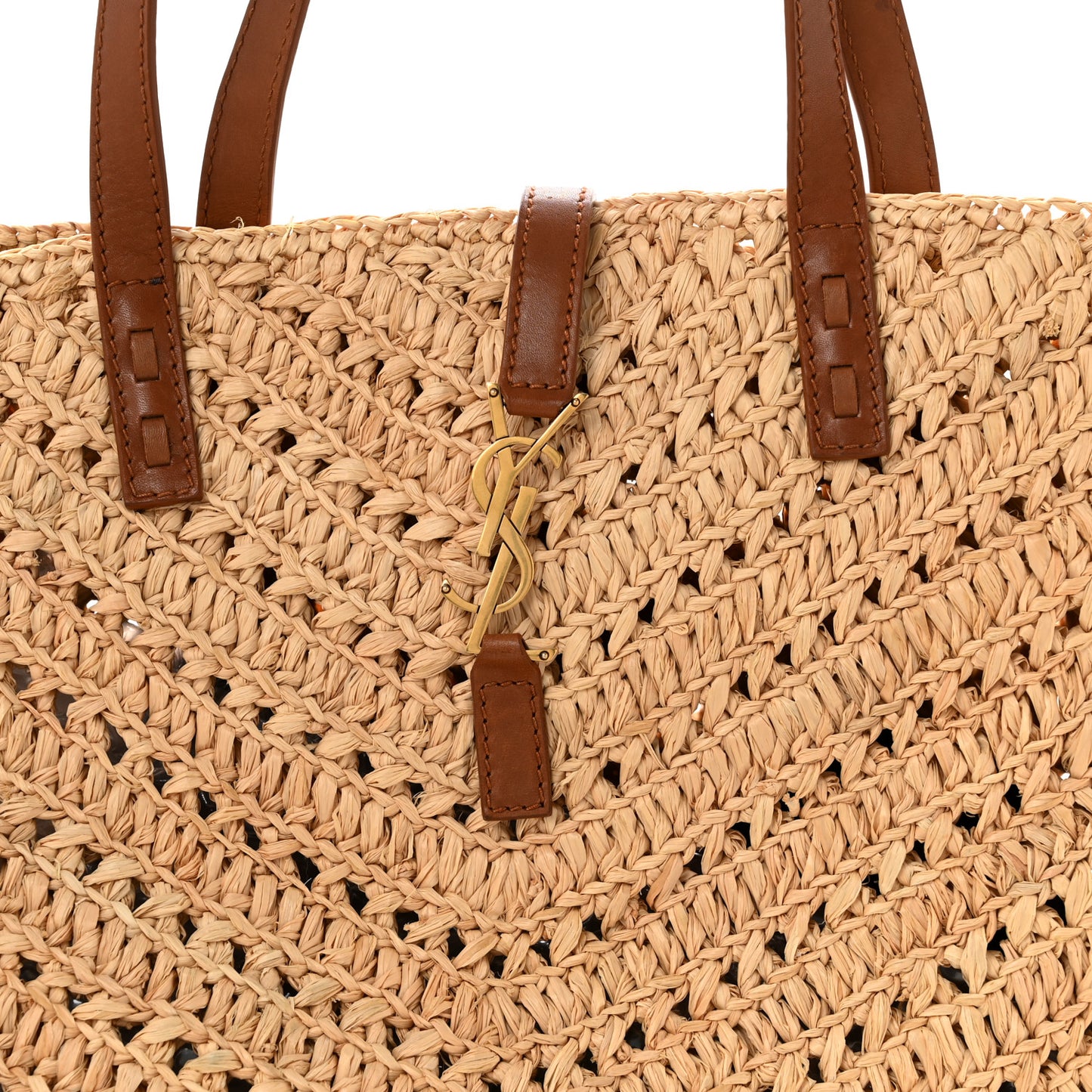 Raffia Calfskin Large Panier Tote Naturel