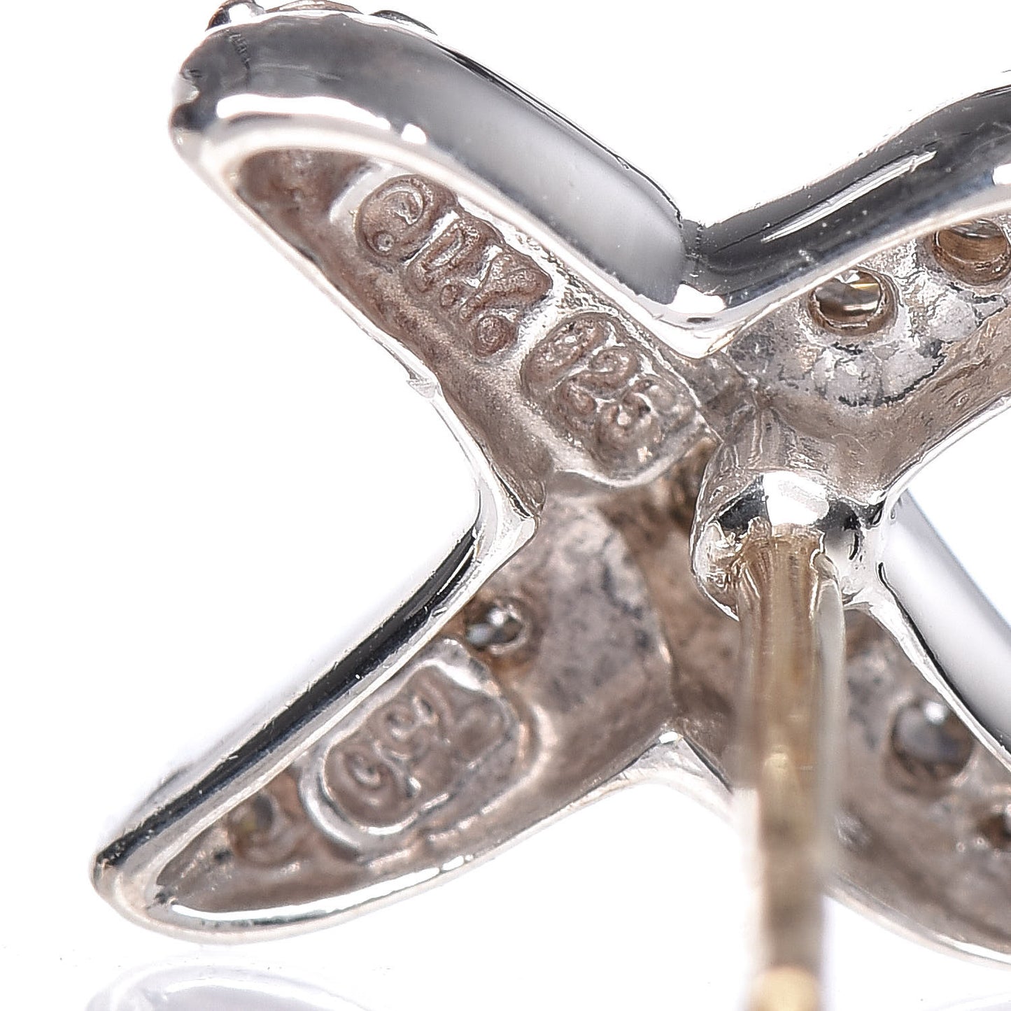 Sterling Silver 18K Yellow Gold Diamond X Stud Earrings