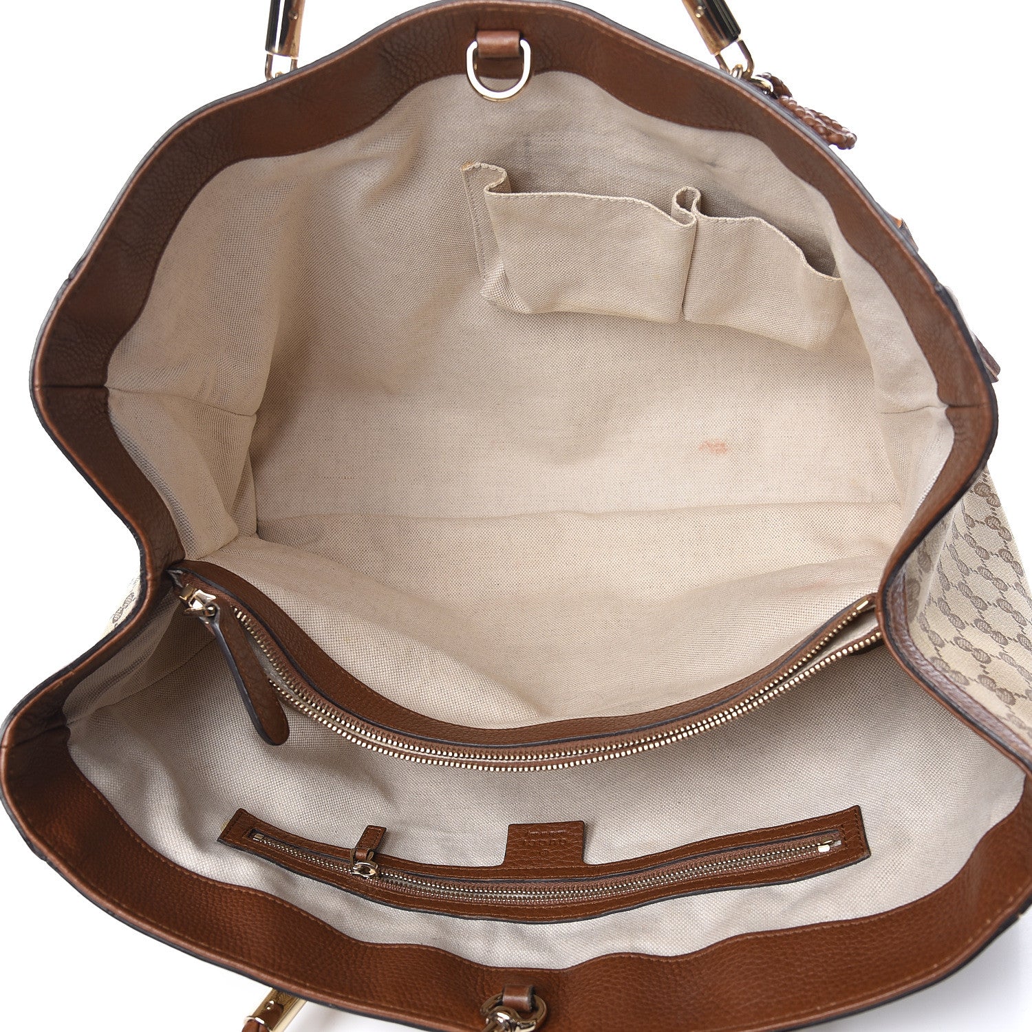 Gucci Monogram Cellarius Calfskin Medium Bella Tote Beige Ebony Cuir 5 of 14