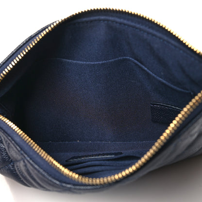 Chanel Caviar Quilted Small Zipped Pouch Navy Blue 5 of 8