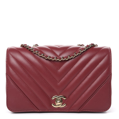 Chanel Calfskin Chevron Quilted Mini Statement Flap Burgundy 1 of 16