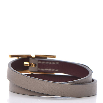 Hermes Swift Behapi Double Tour Bracelet T2 Gris Asphalte Bordeaux 3 of 6