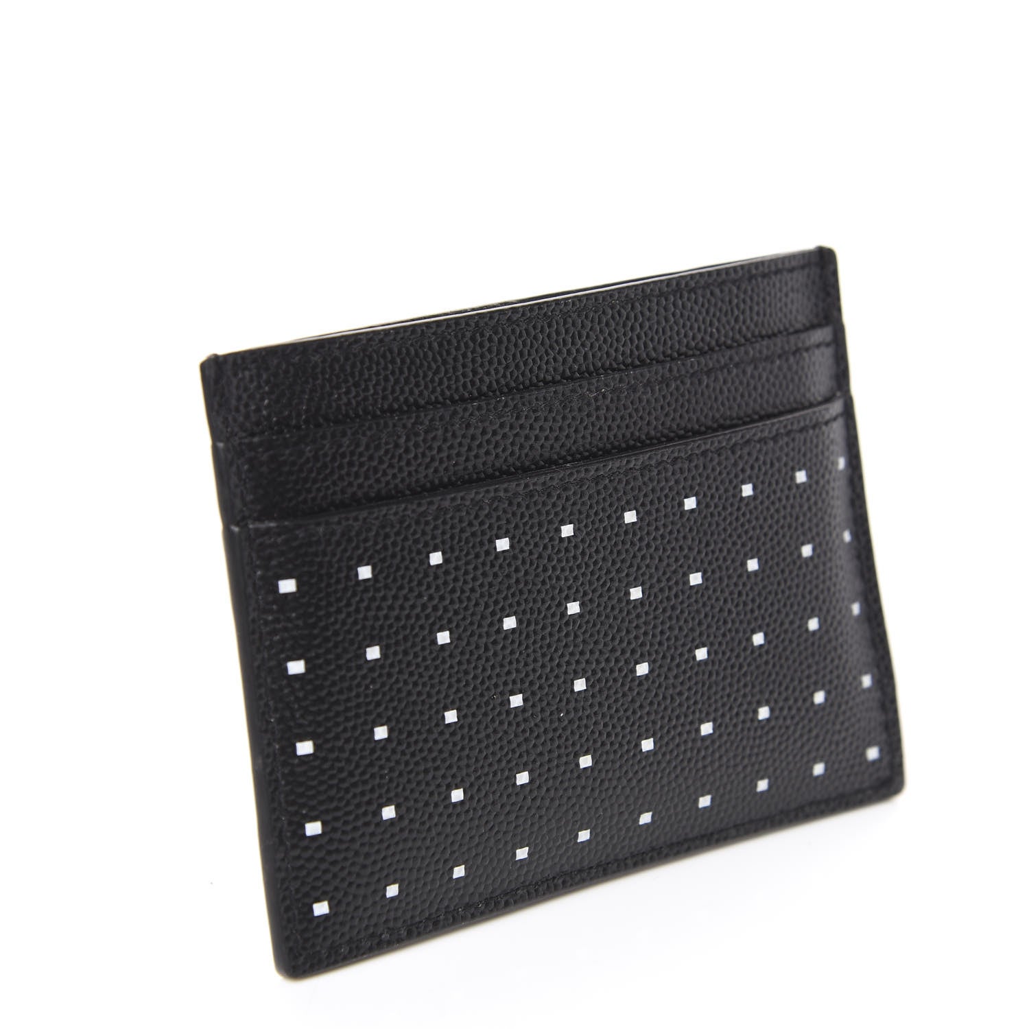 Saint Laurent Grain De Poudre Geo Print Monogram Credit Card Case Black White 2 of 6