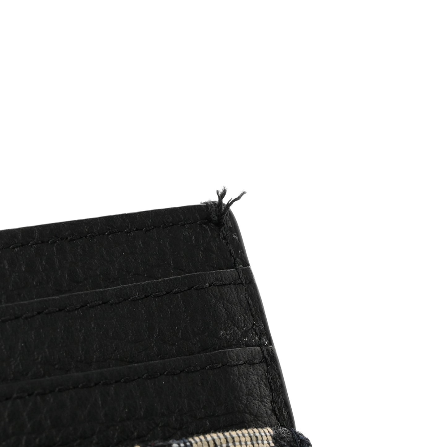 Grained Calfskin Oblique Card Holder Black