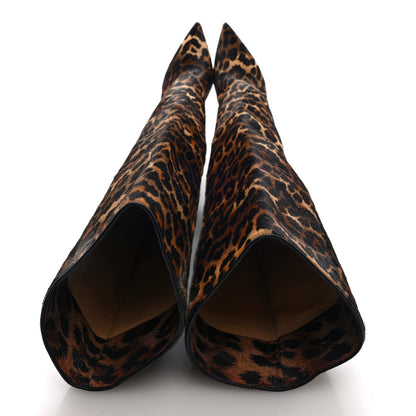 Christian Louboutin Pony Hair Leopard Print Astrilarge Botta Knee Boots 40.5 Brown Black 2 of 7
