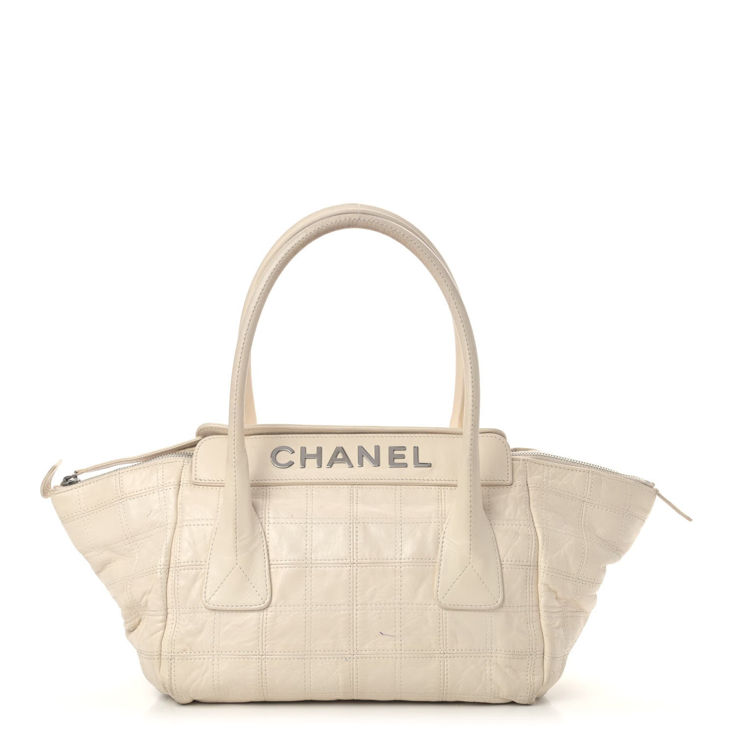 Chanel Lambskin Square Stitched Lax Large Tote White 1 of 9