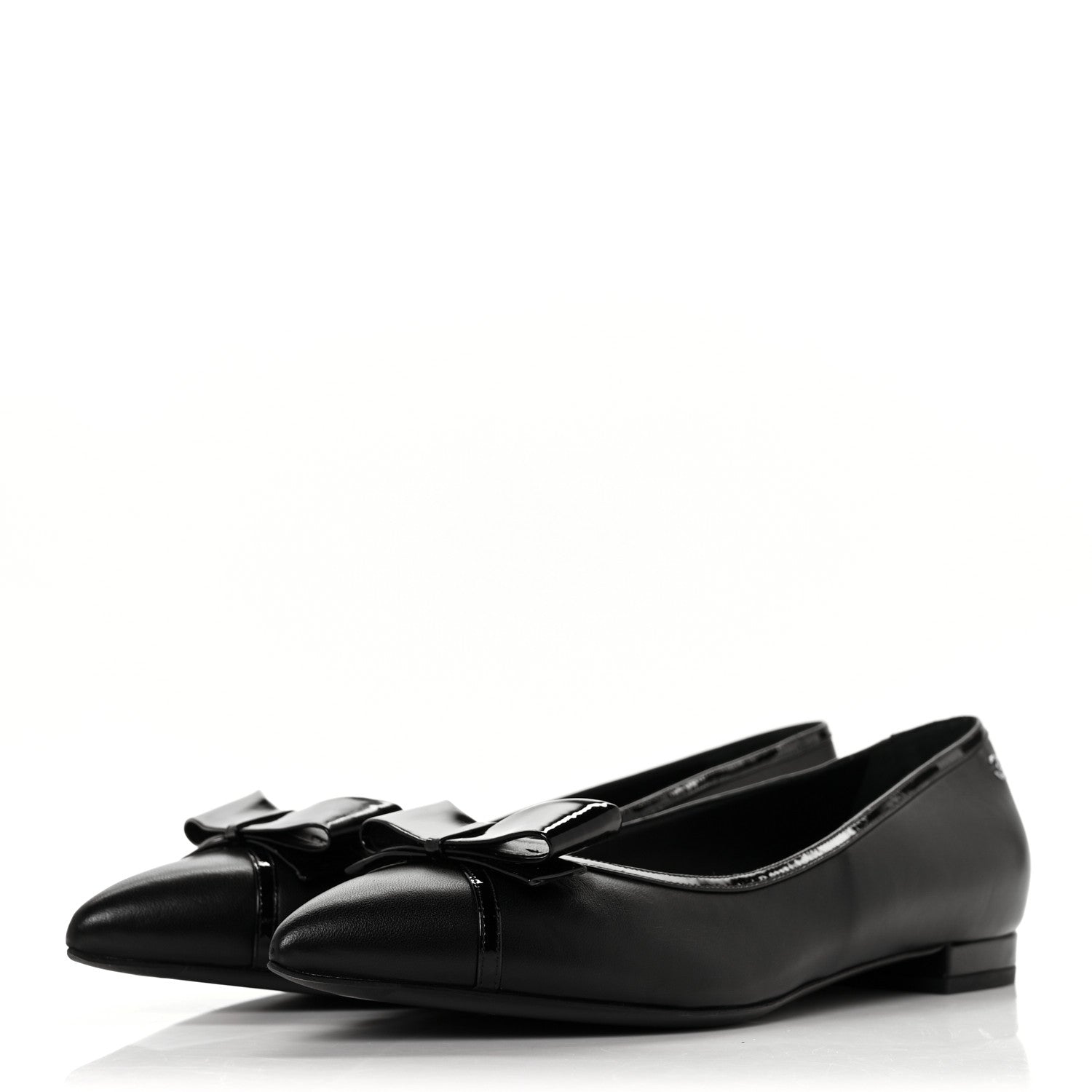 Chanel Lambskin Patent CC Cap Toe Bow Ballerina Flats 40.5 Black 3 of 6