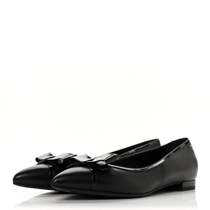 Chanel Lambskin Patent CC Cap Toe Bow Ballerina Flats 40.5 Black 3 of 6