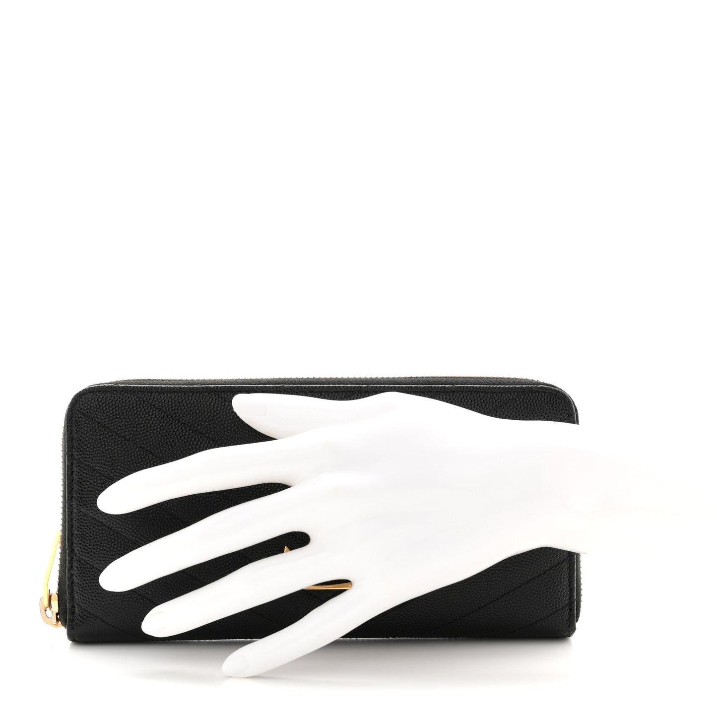 Grain De Poudre Matelasse Chevron Monogram Zip Around Wallet Black