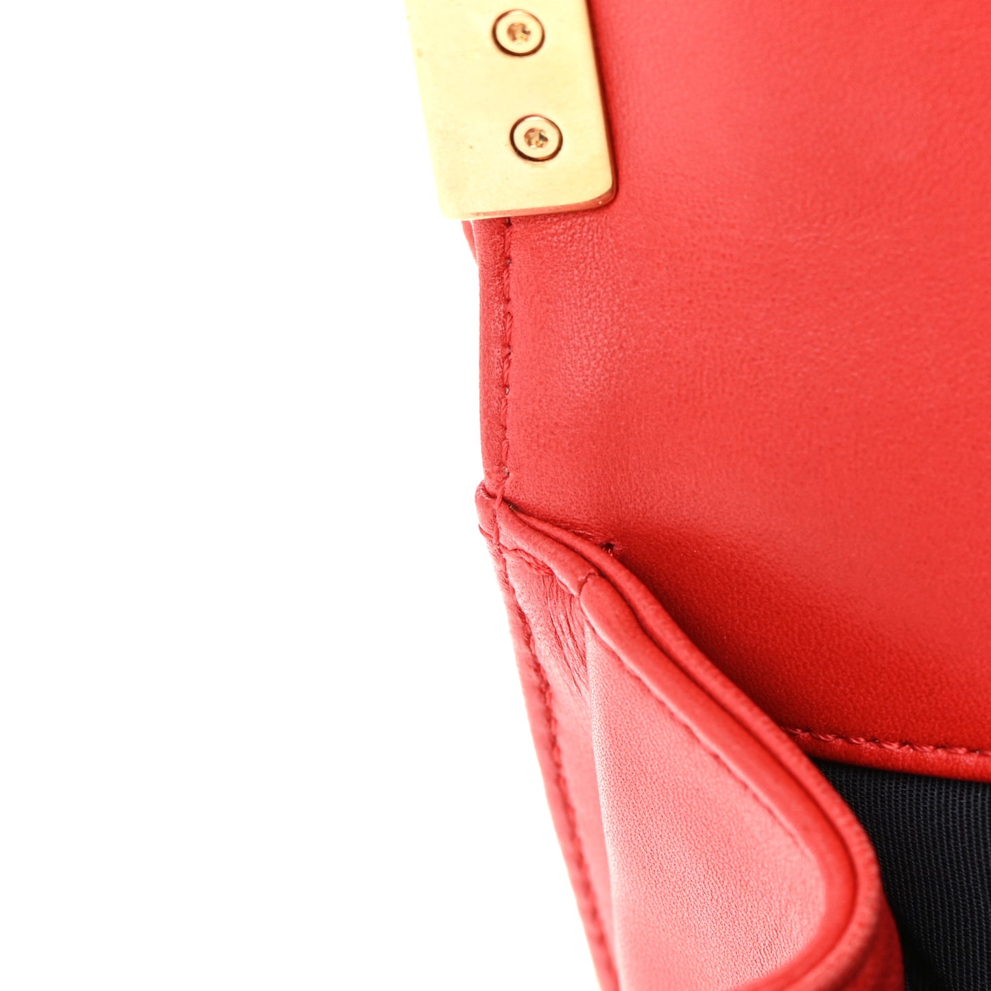 Lambskin Embossed New Medium Boy Cube Flap Red